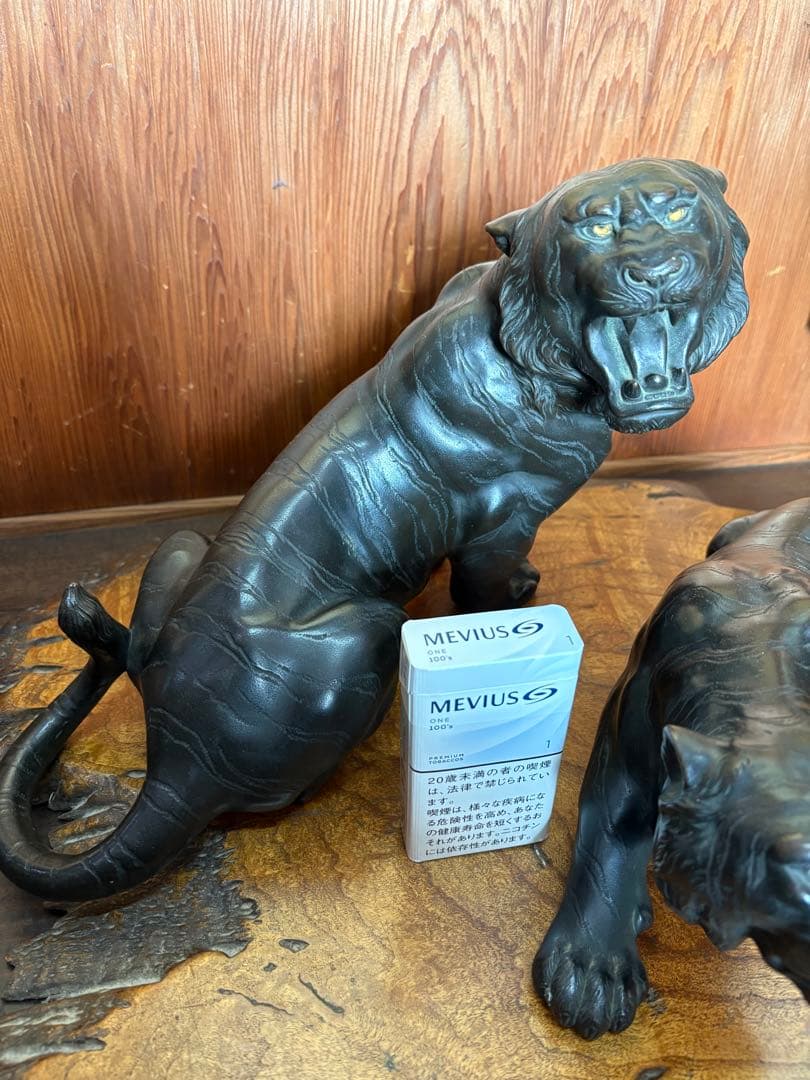 稀少品 置物 銅製 虎 高橋凌雲 造