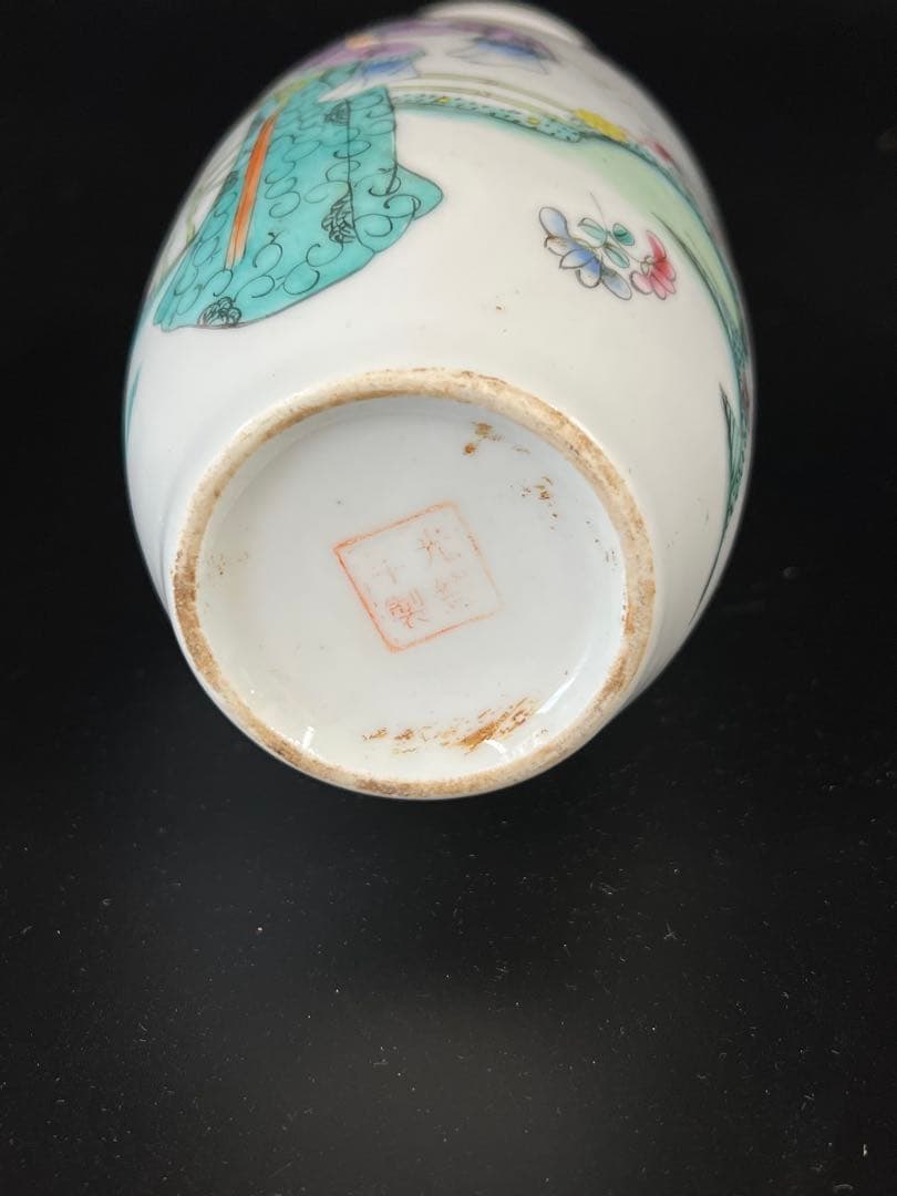 中国古美術/粉彩人物花瓶 【光緒年製】在銘/F