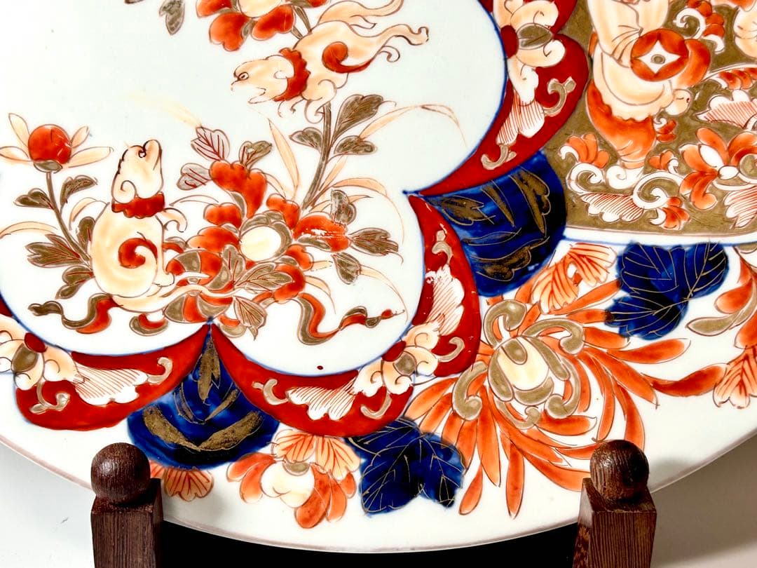 悲劇の精磁会社 染錦唐子鳳凰文大皿 明治伊万里 有田焼