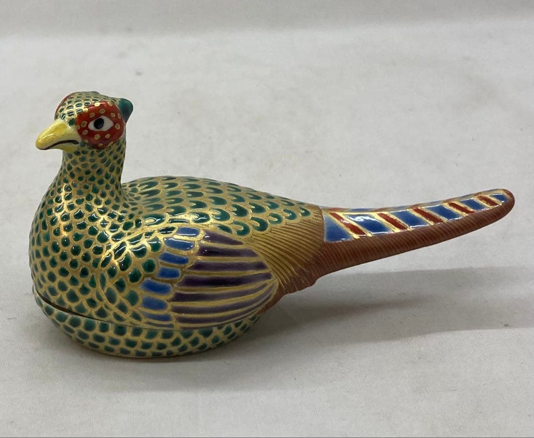 B254h 雉香合　宮川香雲作　共箱　竜谷窯　京都　茶道具　香道具