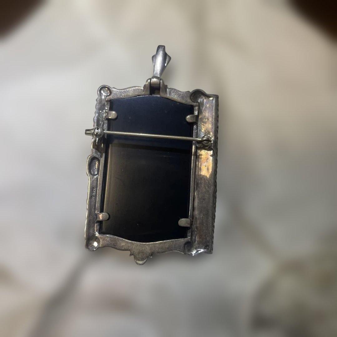 オニキス　マーカサイト　ブローチ　ペンダントトップ