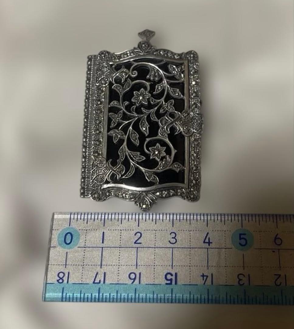 オニキス　マーカサイト　ブローチ　ペンダントトップ