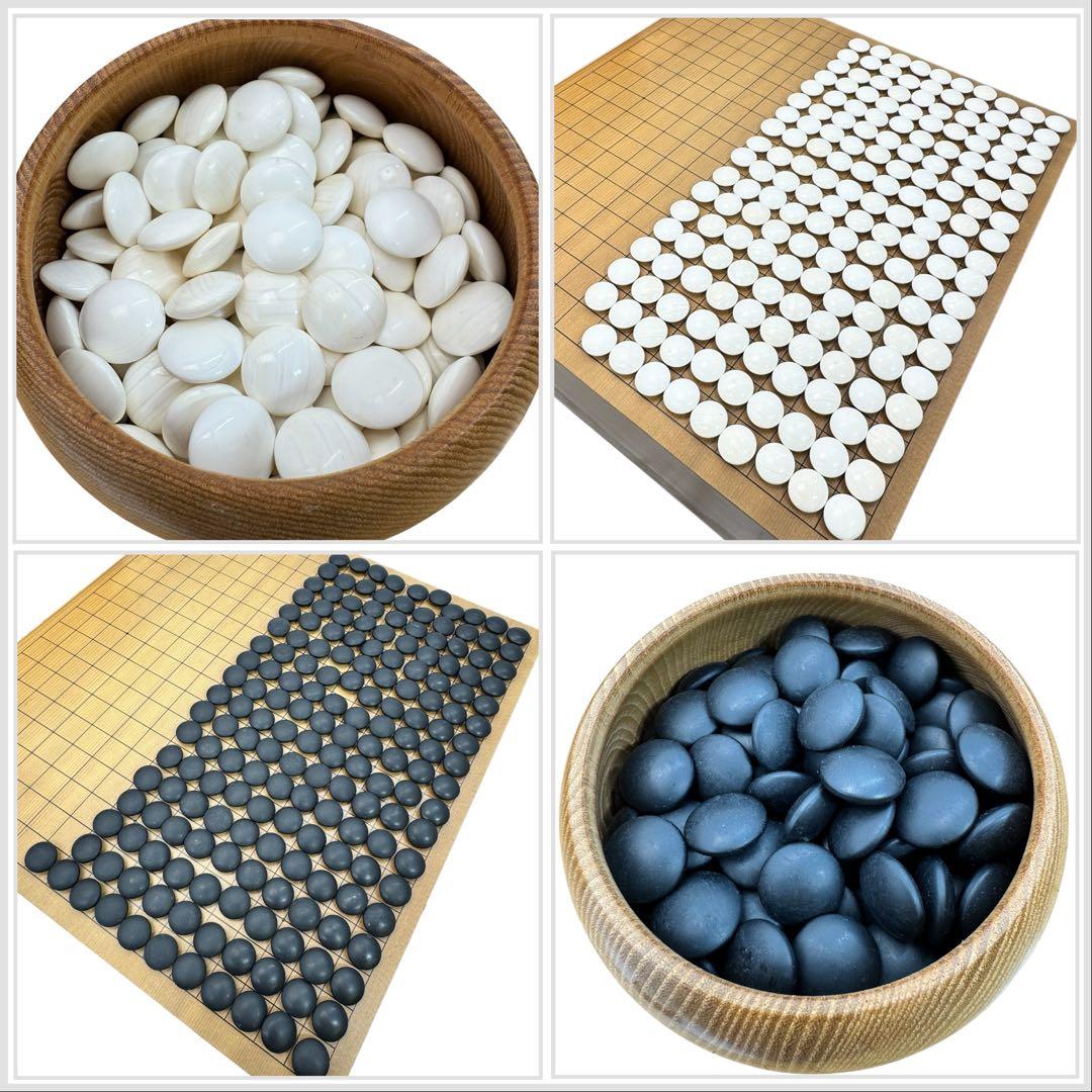 囲碁 足付 高級碁盤 極厚 6寸本榧 桐箱 へそ有り 柾目 天柾 碁石セット