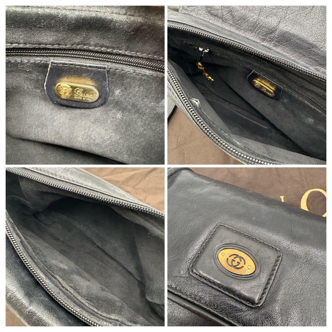 ◎希少◎グッチ　ショルダーバッグ　インターロッキング　斜め掛け　ブラック　レザー