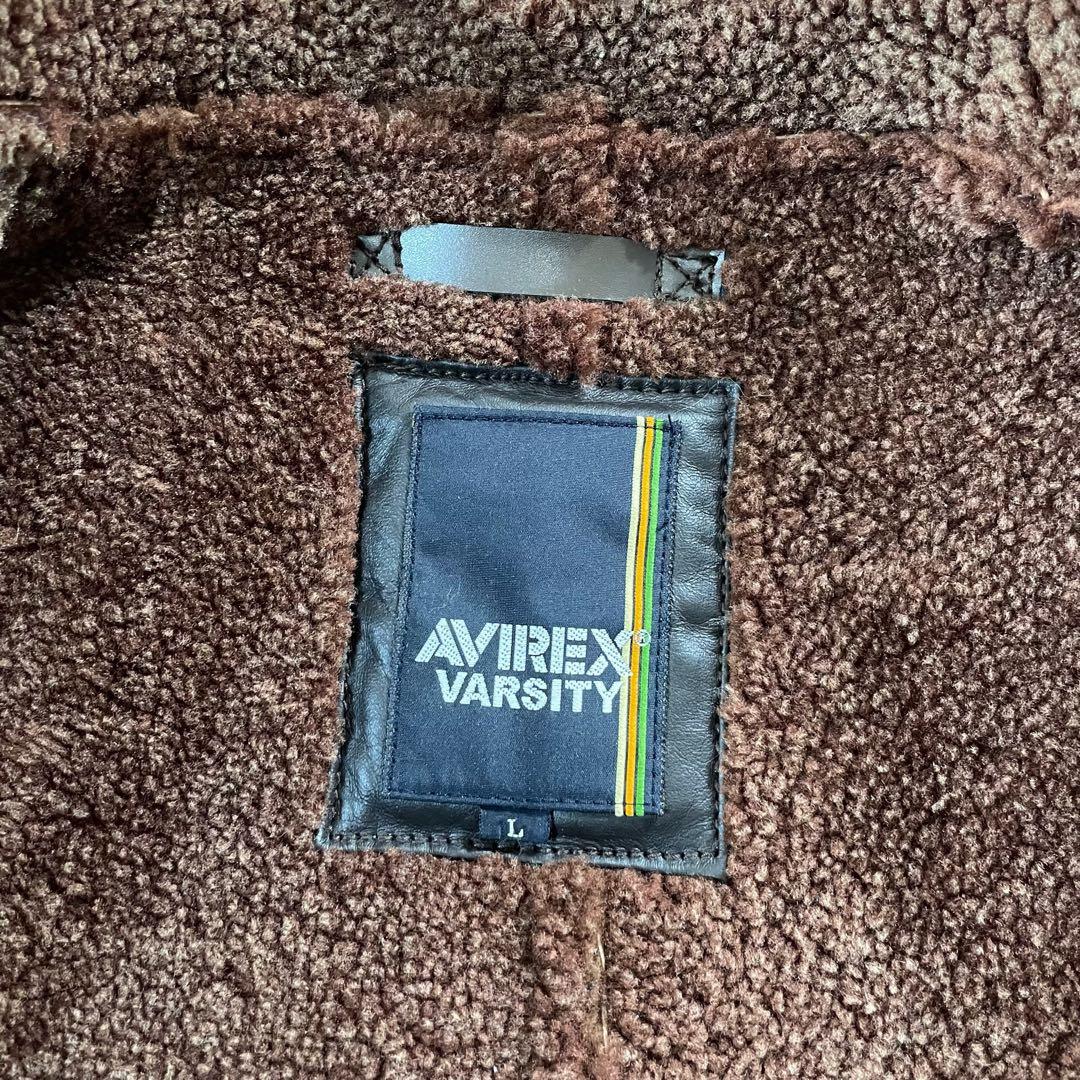 アヴィレックス　裏ボアムートンレザーライダースジャケット ブラウン L