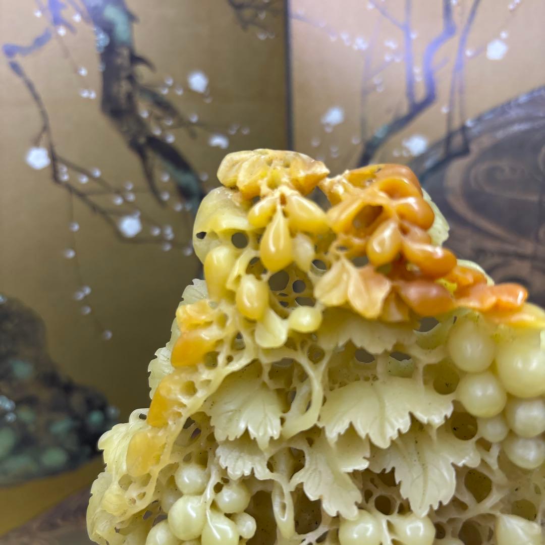 壽山石　置物　葡萄