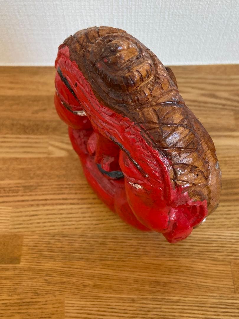 古道具坂田 坂田和實 取扱い品 木製クマと赤い顔2面木彫り 祭器 仏具 仏頭