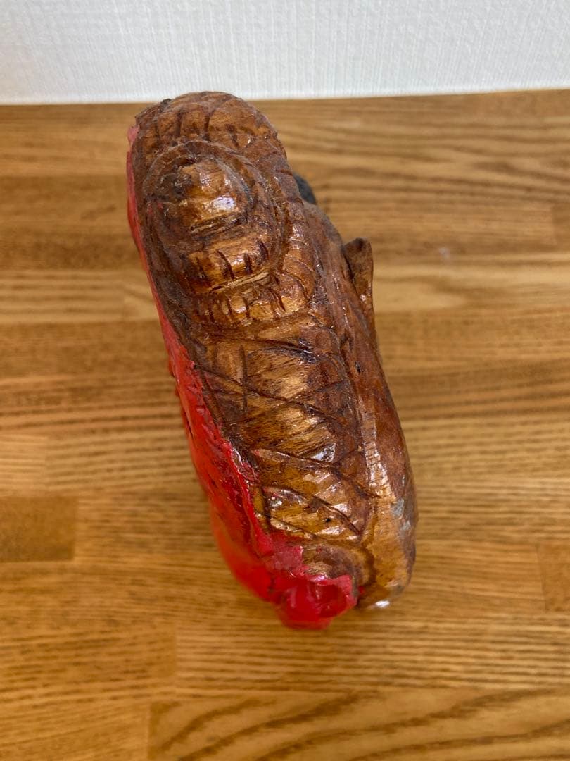 古道具坂田 坂田和實 取扱い品 木製クマと赤い顔2面木彫り 祭器 仏具 仏頭