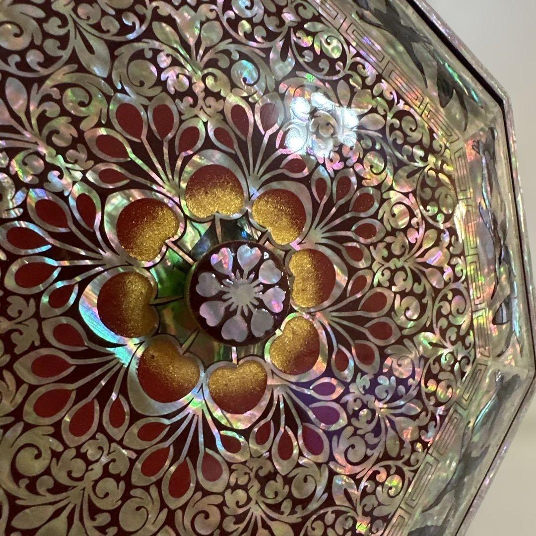 韓国漆器　螺鈿細工　八角菓子器　小物入　宝石箱