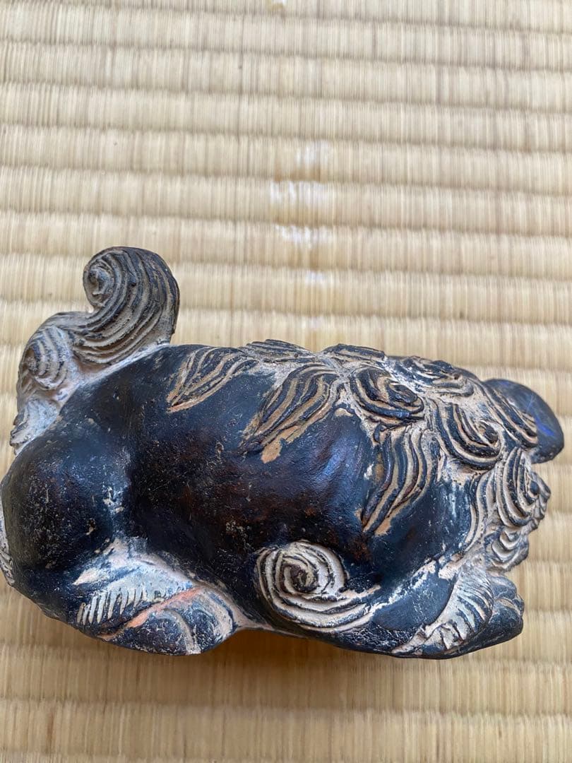 【希少】昭和19年購入 沖縄焼 シーサー 時代物 骨董 守り神 魔除け 琉球民芸