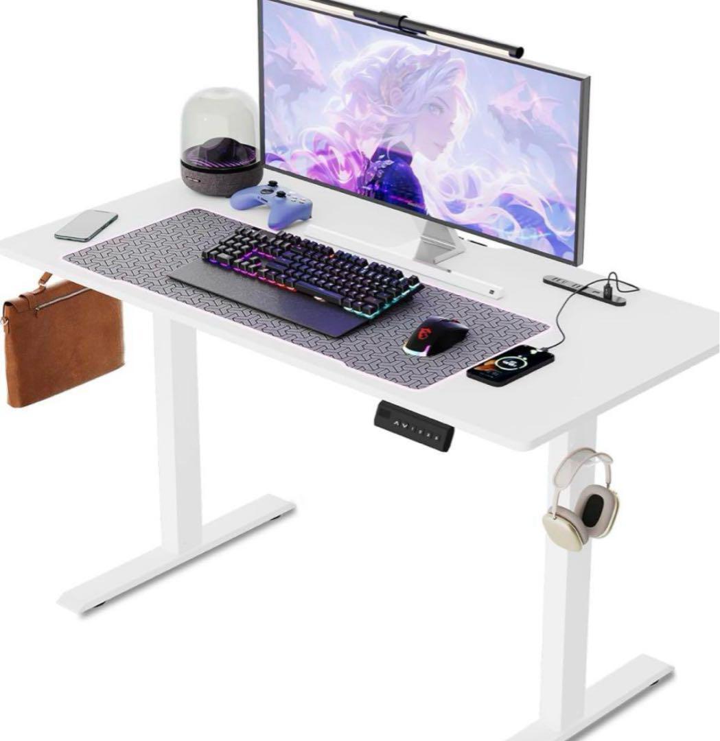 未使用 昇降デスク 電動 ゲーミングデスク オフィスデスク 白 メモリー機能