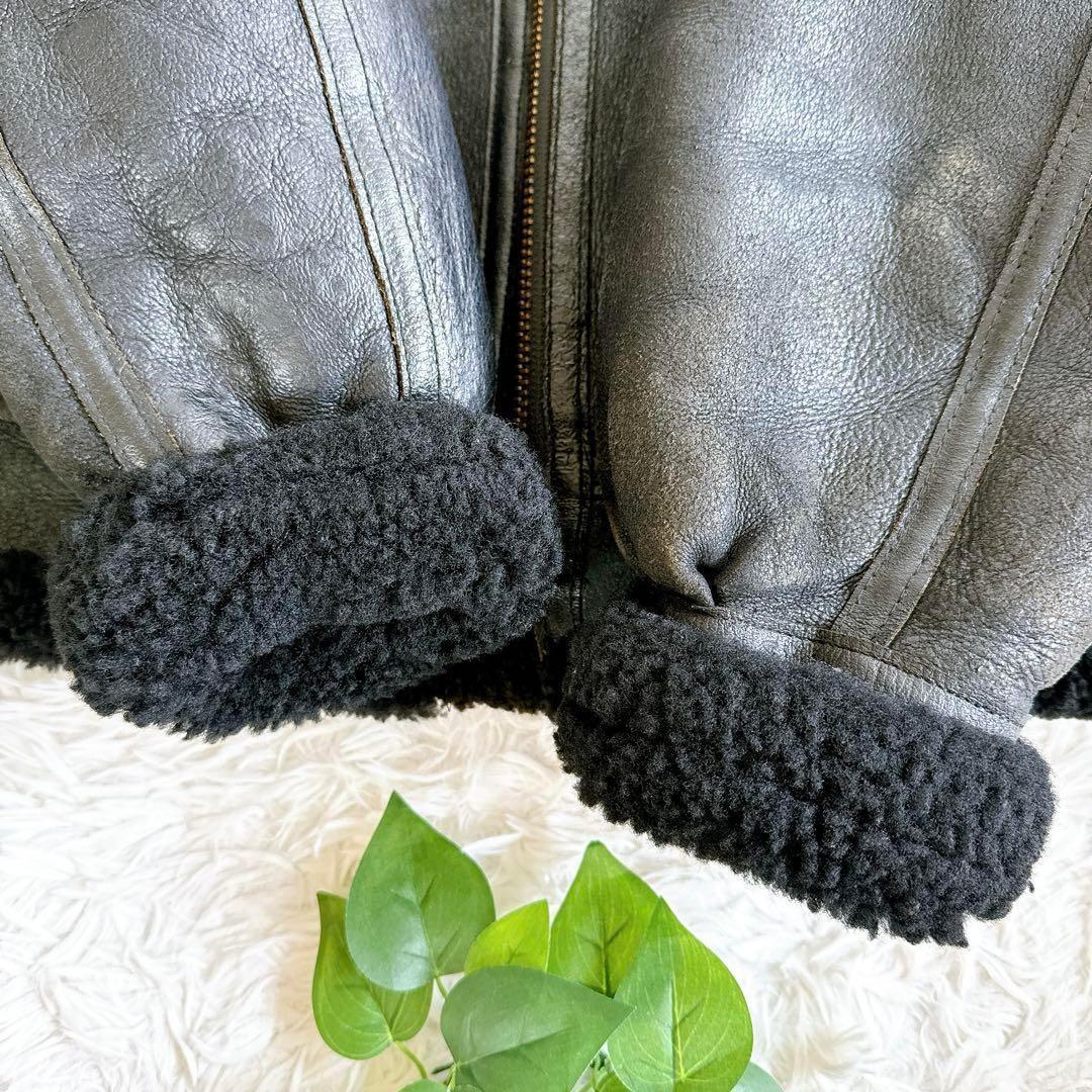 AVIREX B-3 フライトジャケット レザージャケット ムートン　黒　40