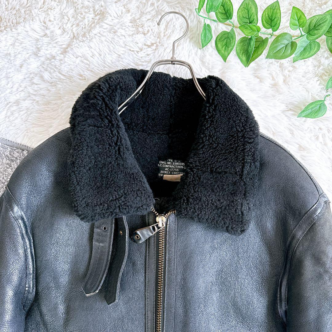 AVIREX B-3 フライトジャケット レザージャケット ムートン　黒　40