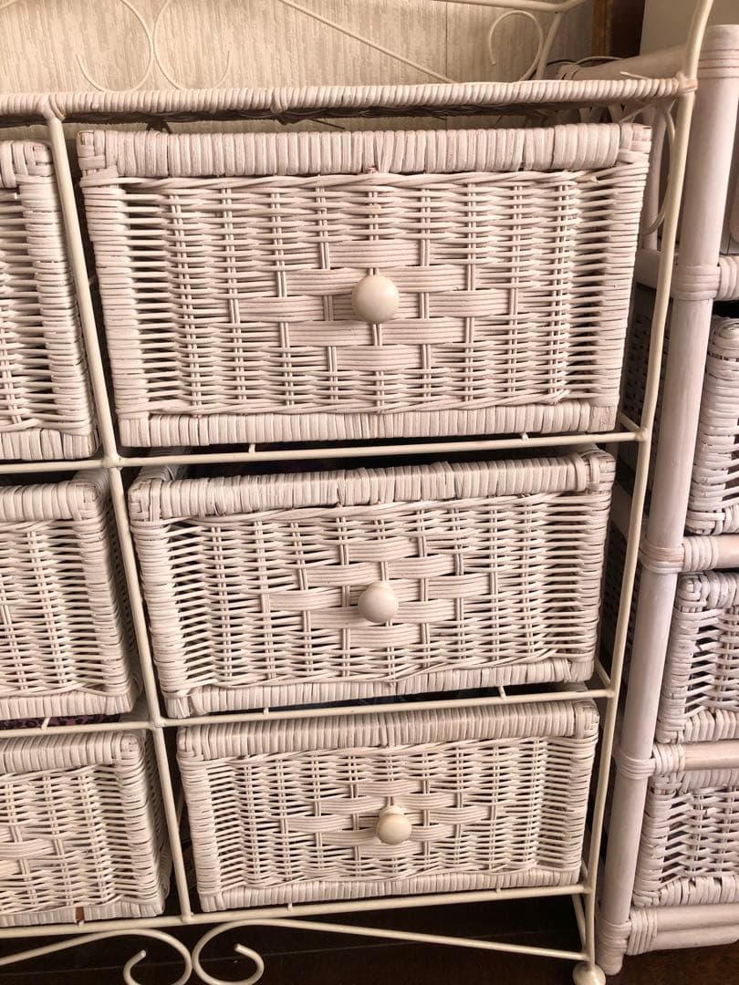 希少♦️ホワイ トラタン アイアン大容量6杯チェスト♦️ヴィンテージ♦️補償付　送料込