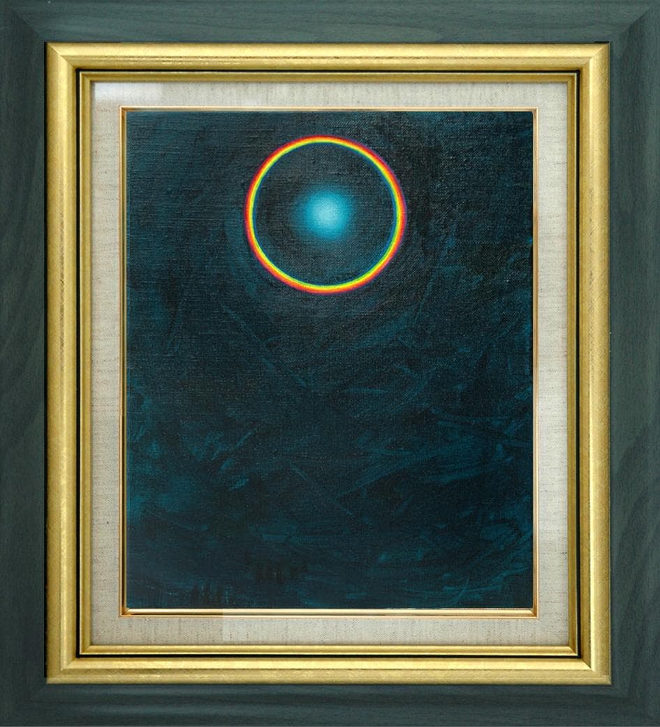 油絵 菅家令子 絵 絵画インテリア額付(銀) F3-GB62023 風景祈り希望