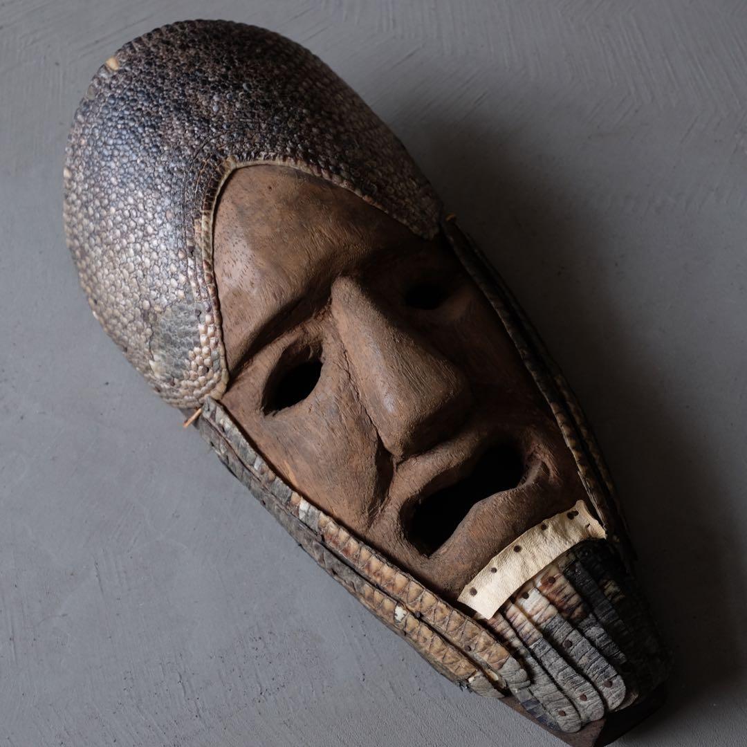 メキシコ 木彫りのマスク　木彫 彫刻 仮面 アート 芸美術 古道具 アンティーク