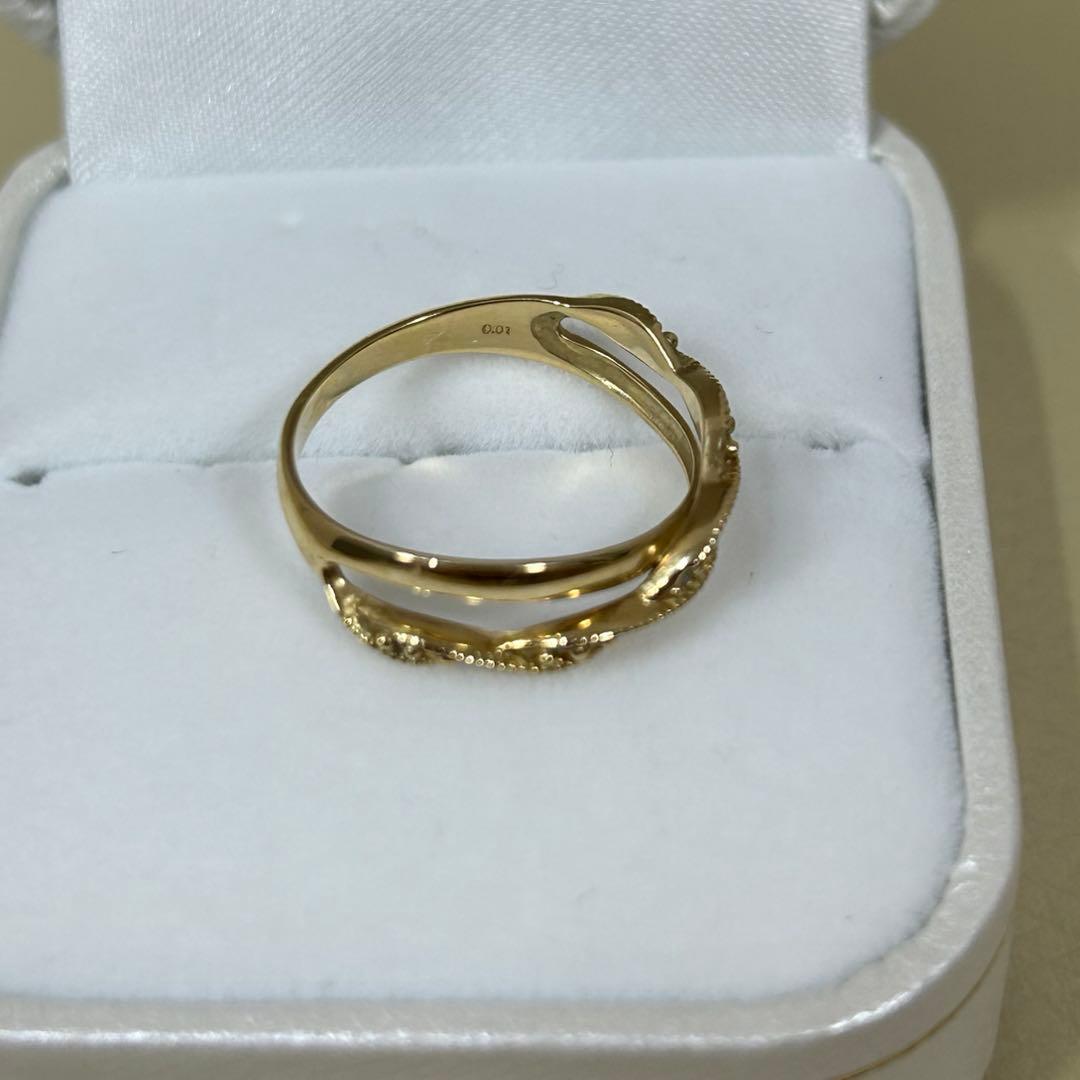 【美品】VENEZIA K18 ダイヤモンド ウェーブ リング