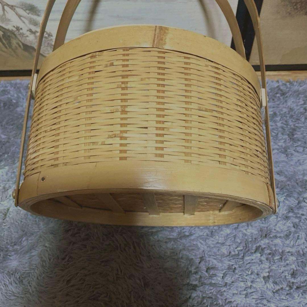 レトロ　竹細工♡ 竹籠　蓋付き　工芸品　バスケット　竹細工