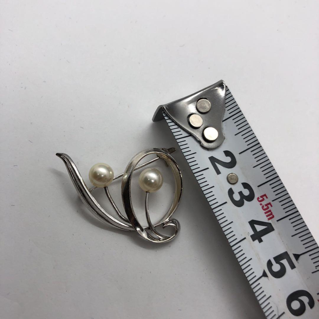 ヴィンテージ ミキモト　真珠　シルバー　925 ブローチ　箱付き