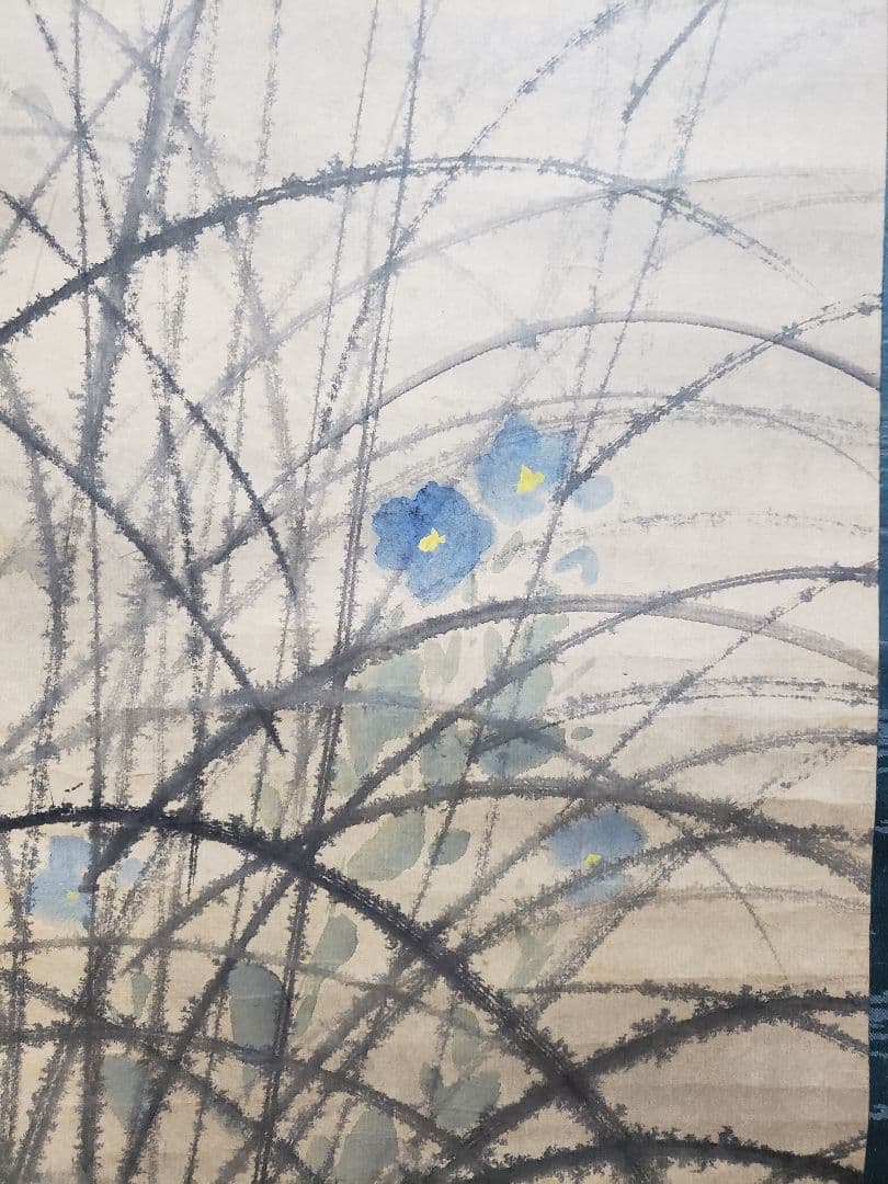 【秋草に虫図/秋叢】小寺雲洞 2575 共箱　掛け軸　肉筆