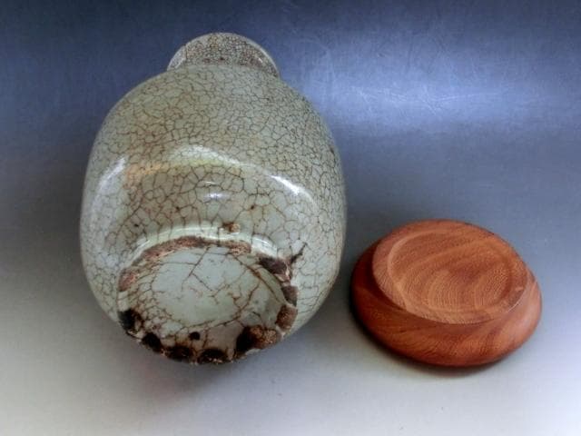 花瓶■李朝 時代物 唐木花台付き 古い花器 花生け 古玩 唐物 時代物 骨董品■