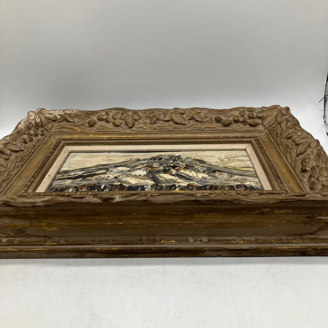 妹尾正雄 油彩 「妙高山」 画寸27×14cm 独立美術協会会員 美術品 絵画