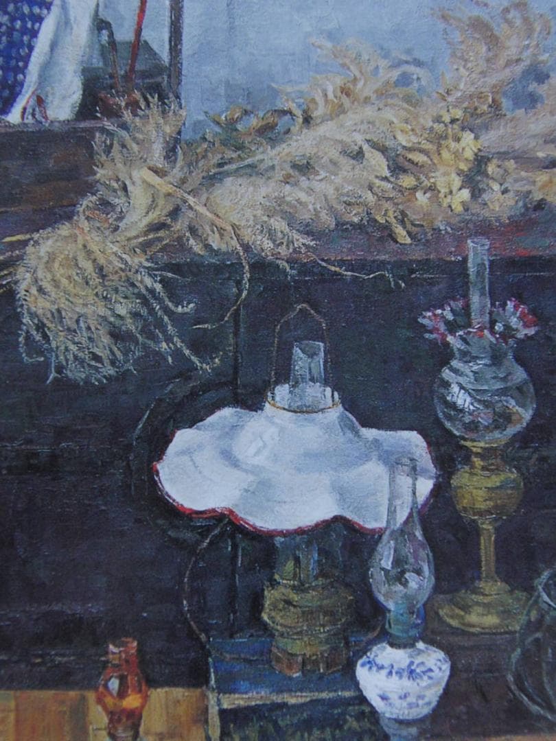 大野昌男、【ランプ】、希少な額装用画集より、新品額装付