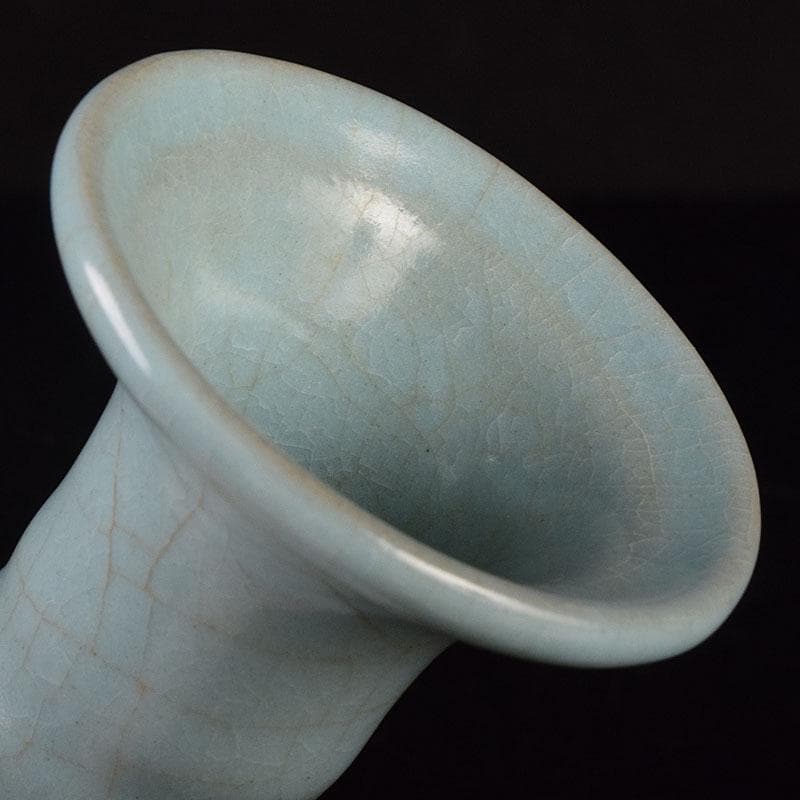 中国　哥窯　青白磁　金糸鉄線　氷裂文　鶴首花瓶　C　R8936