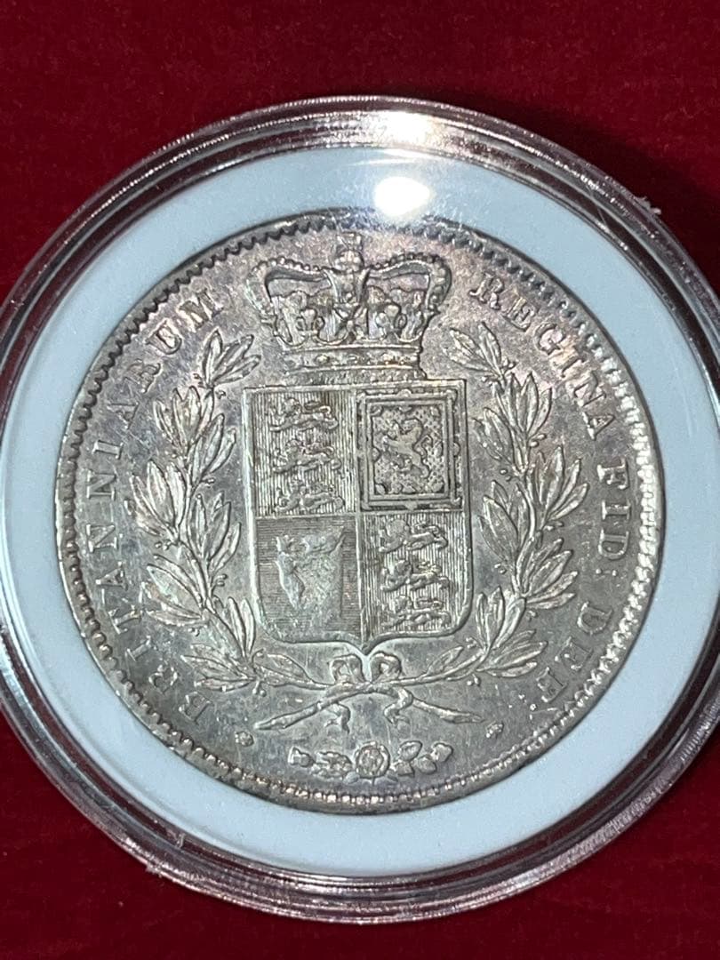 1845年 ヴィクトリア女王 クラウン銀貨　ヤングヘッド　大型銀貨