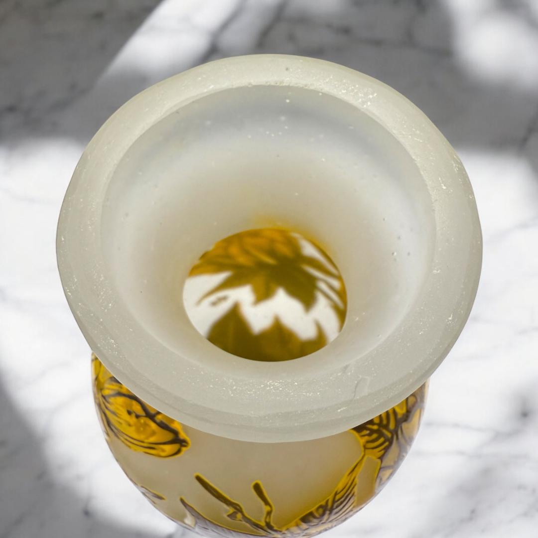 【証明書付】希少　エミールガレ 花瓶 高さ27.5cm 幅12cm カメオ彫り