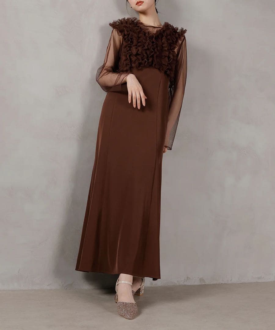 チュール フリル ベスト シアー トップス ワンピース 3点セット