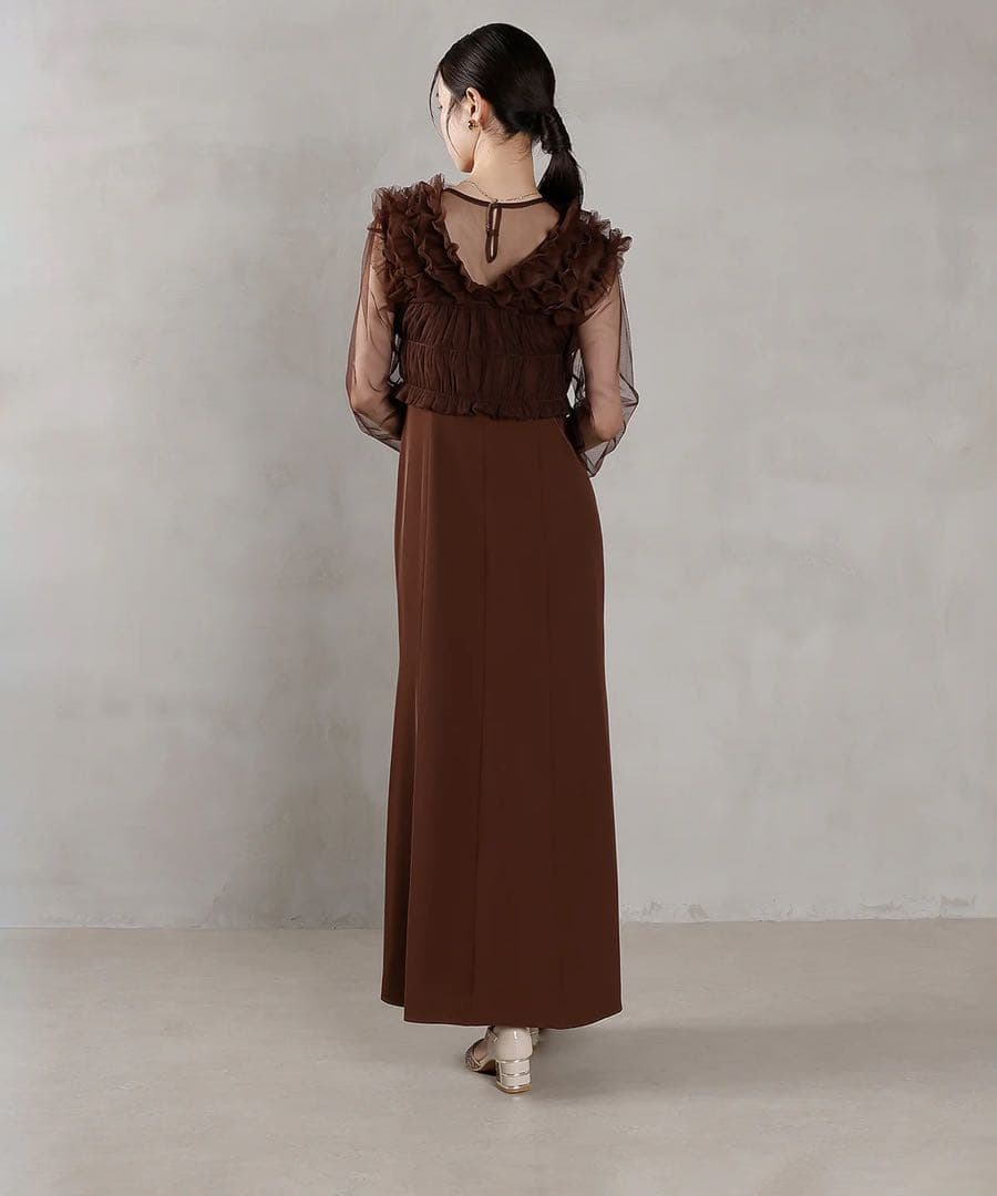 チュール フリル ベスト シアー トップス ワンピース 3点セット