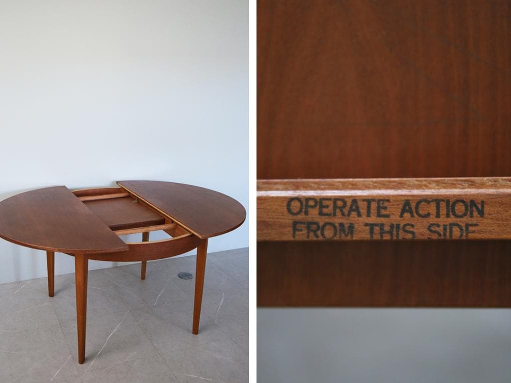 英国アンティーク伸張式ラウンドダイニングテーブル/エクステンション机89-113