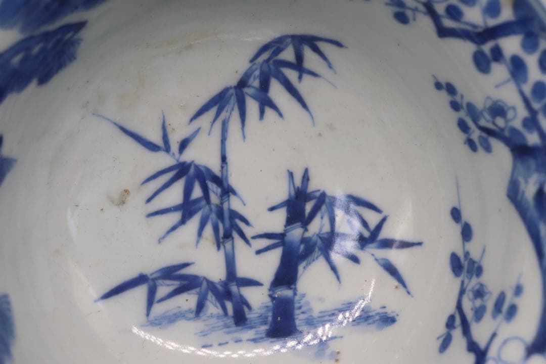 岐No18 中国　清時代　瑠璃釉松竹梅紋高足器　送料込み0503