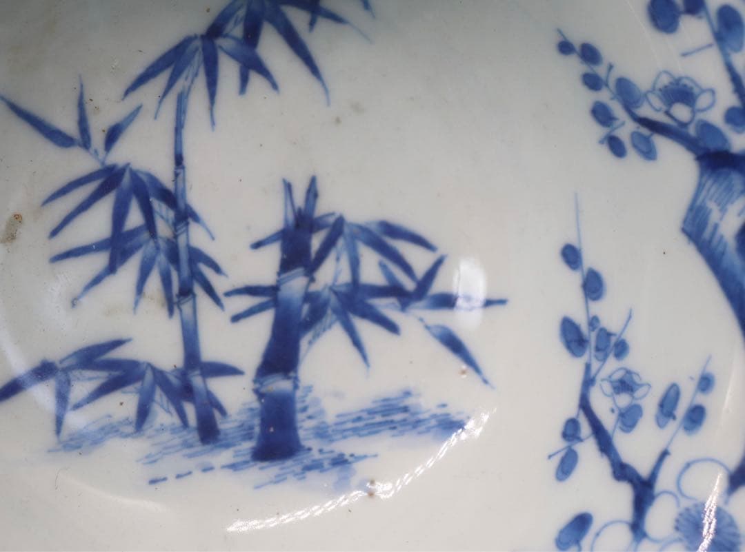 岐No18 中国　清時代　瑠璃釉松竹梅紋高足器　送料込み0503