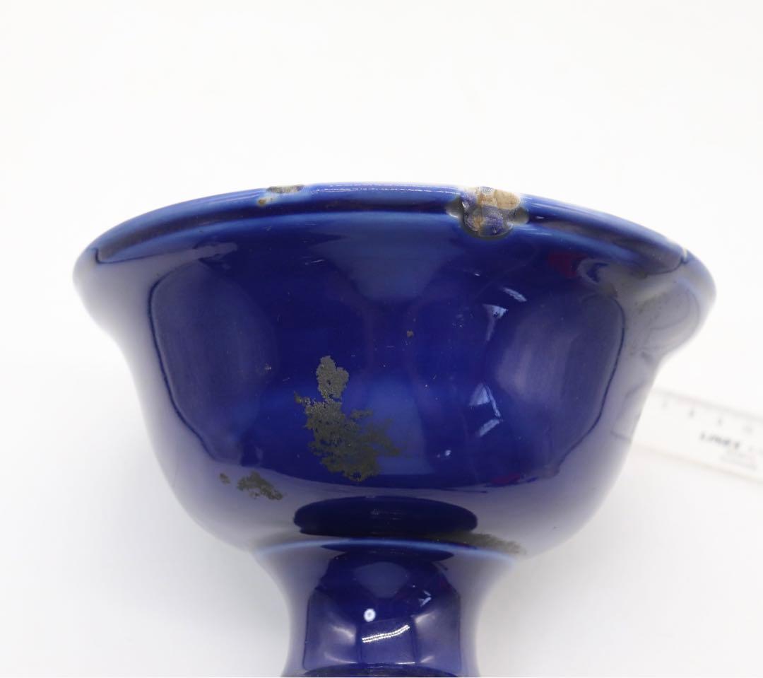 岐No18 中国　清時代　瑠璃釉松竹梅紋高足器　送料込み0503