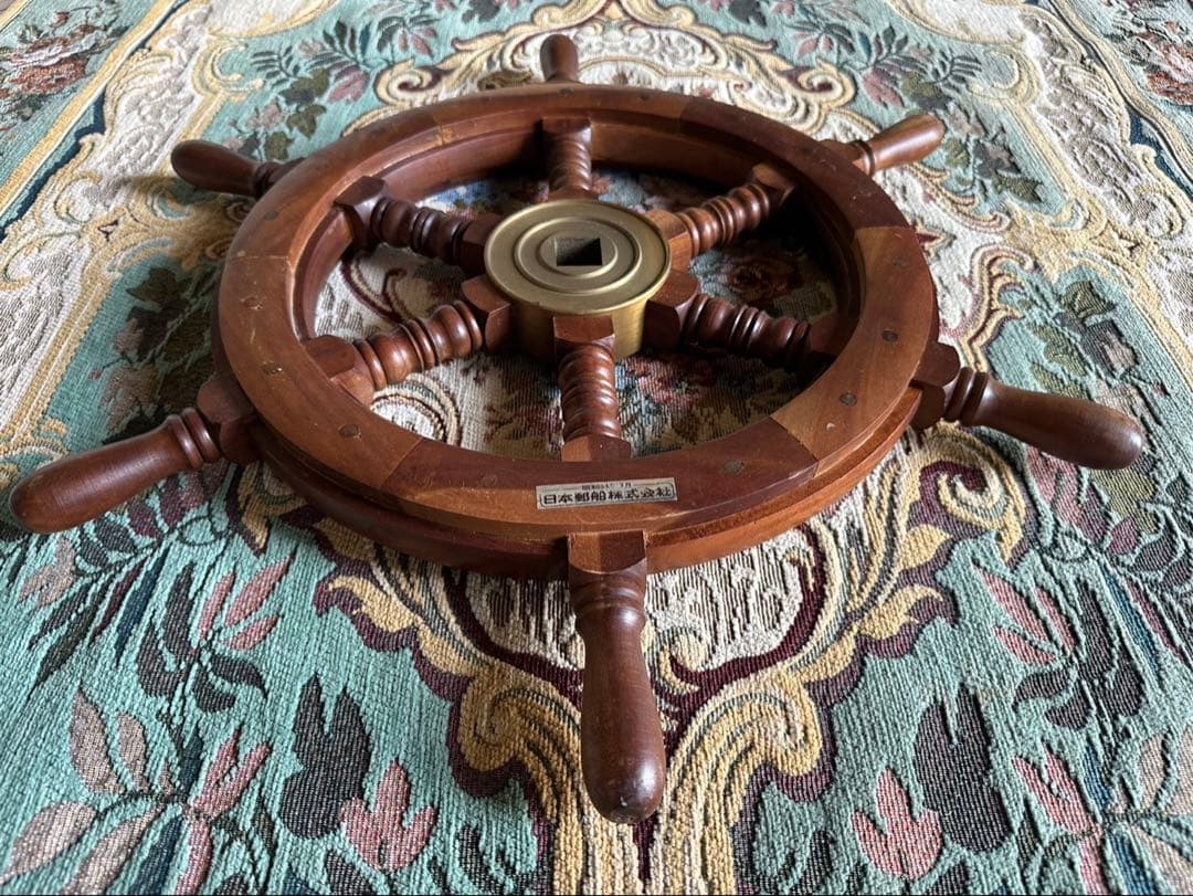ヴィンテージ木製舵輪（日本郵船）実物使用品.