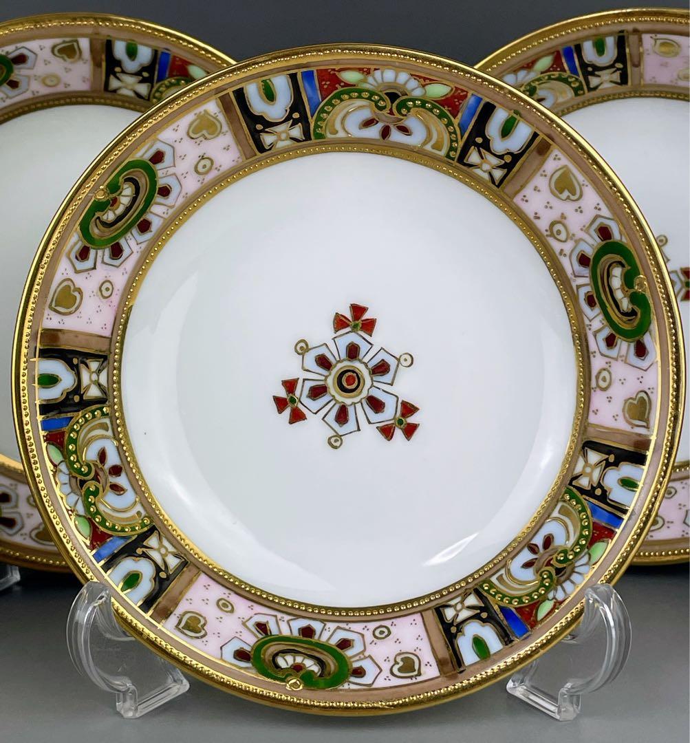 【美品】オールドノリタケ 金盛り ティーカップ ソーサー ３小皿セット
