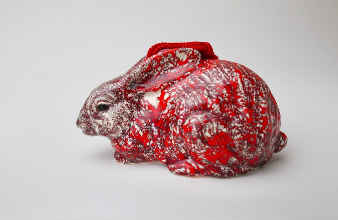 箕面焼　松田箕山　兎　置き物