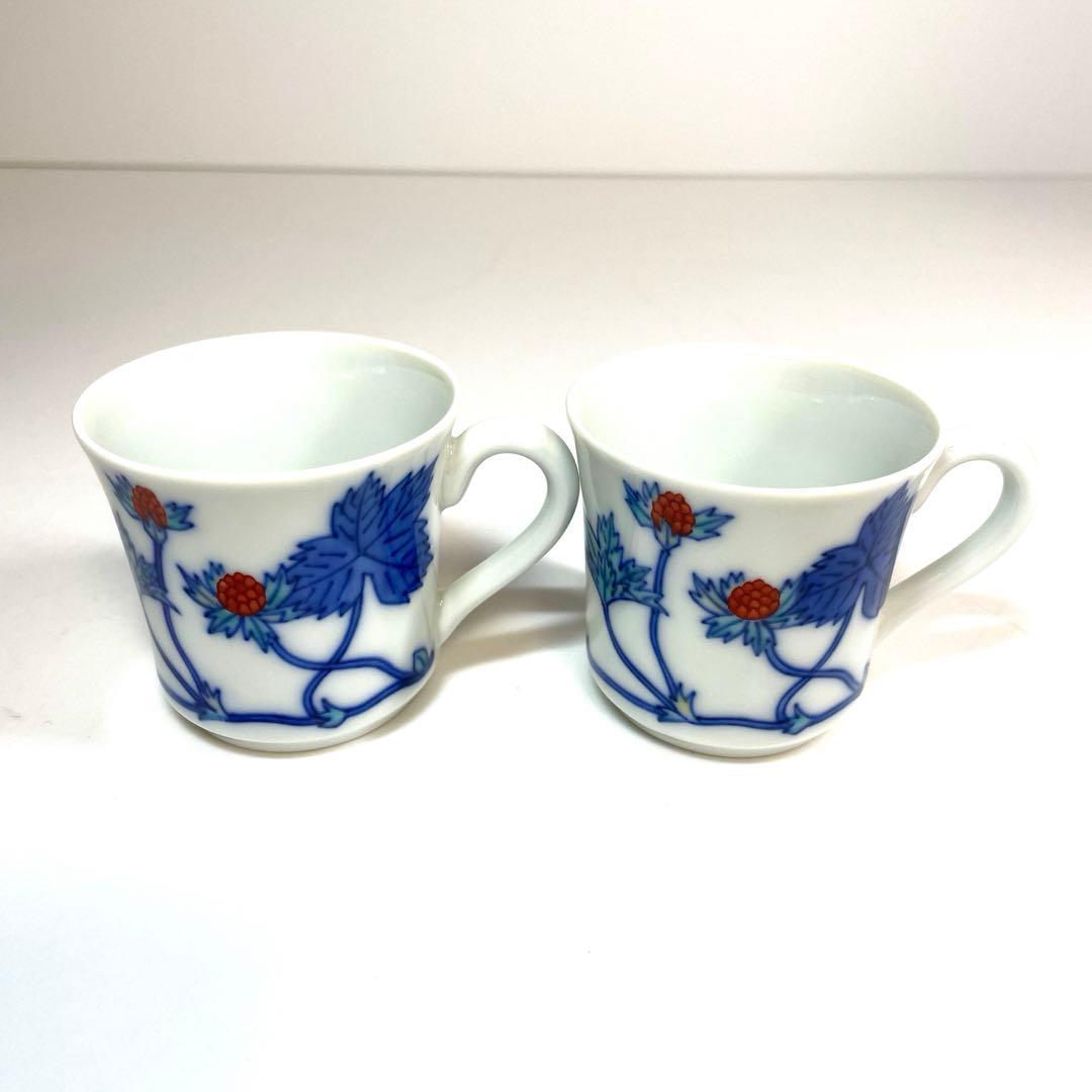 人間国宝 十三代 今右衛門 デミタス カップ&ソーサー  錦苺絵珈琲碗 2客 C