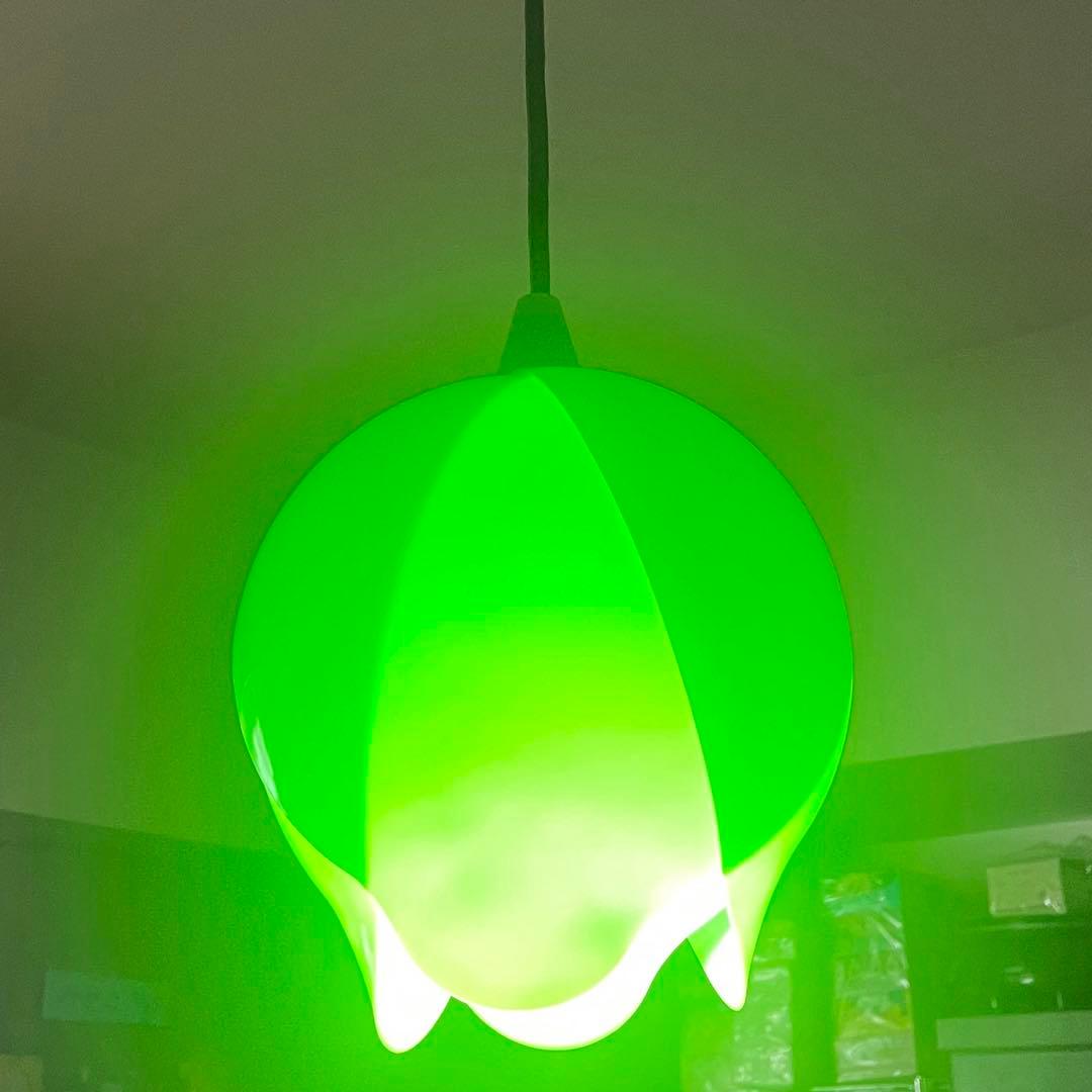 昭和レトロ　チューリップランプ　グリーン　 ペンダントライト