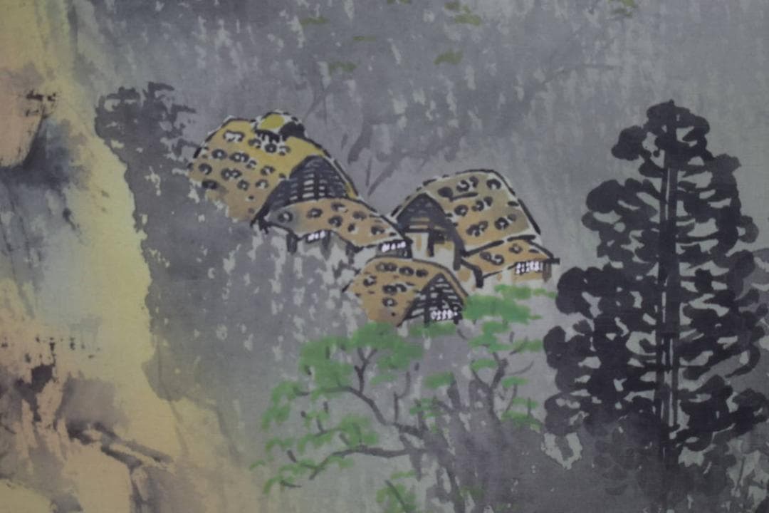 真作/玄堂/青緑山水図/桐共箱付/布袋屋掛軸HJ-92