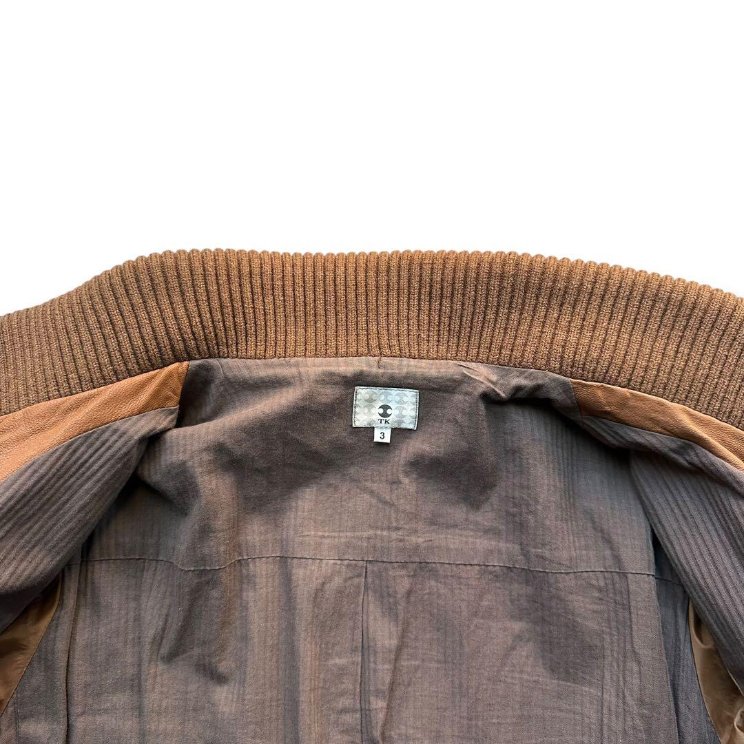 希少色 タケオキクチ ゴートスキン ライダース シングル 茶 リブ ダブルジップ