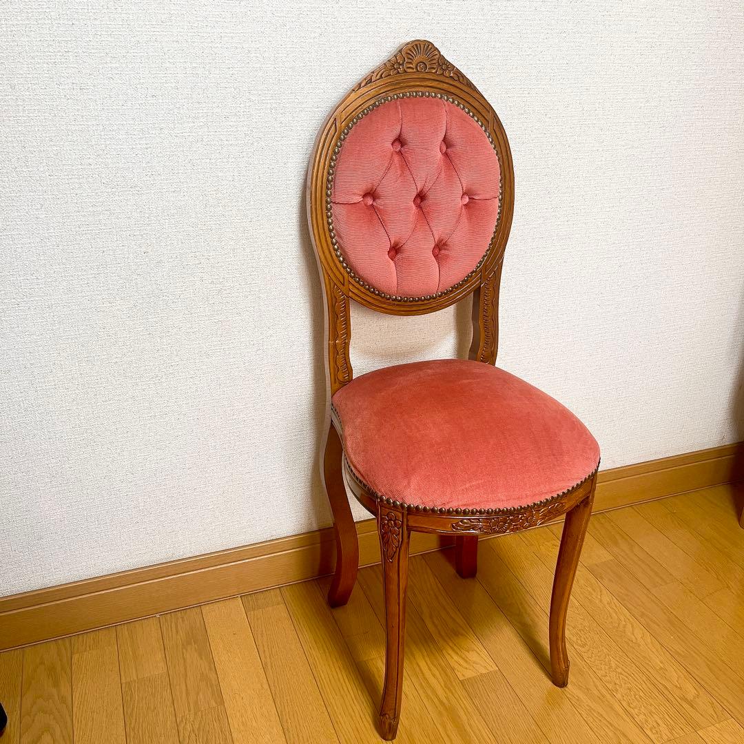 アンティーク調 猫脚チェア ロココ調 彫刻 鋲 椅子 ダイニングチェア