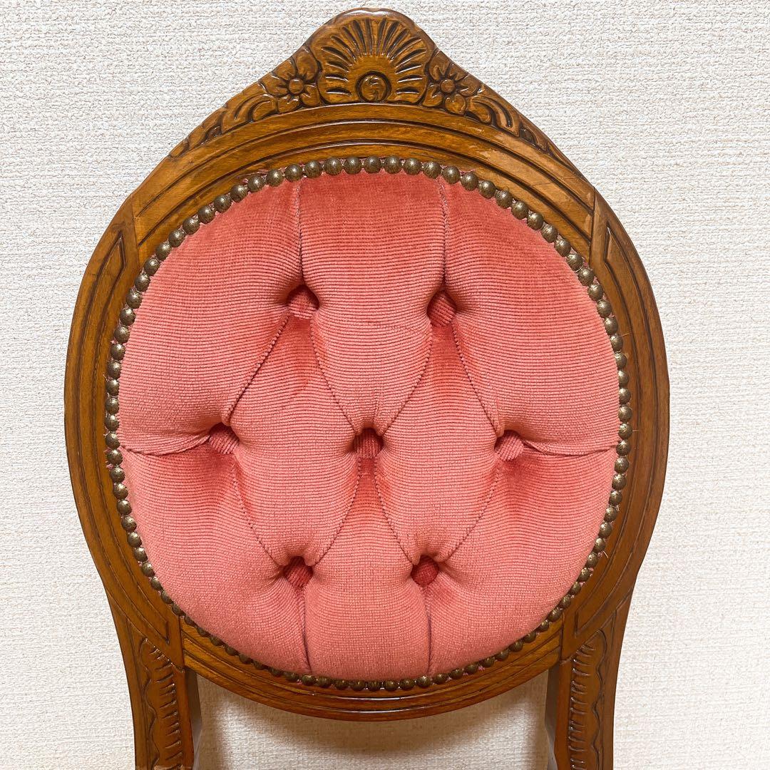 アンティーク調 猫脚チェア ロココ調 彫刻 鋲 椅子 ダイニングチェア