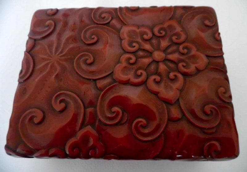 文化遺産★高岡漆器　石井勇介造　花文堆朱勇助塗 小箱 博物館 希少