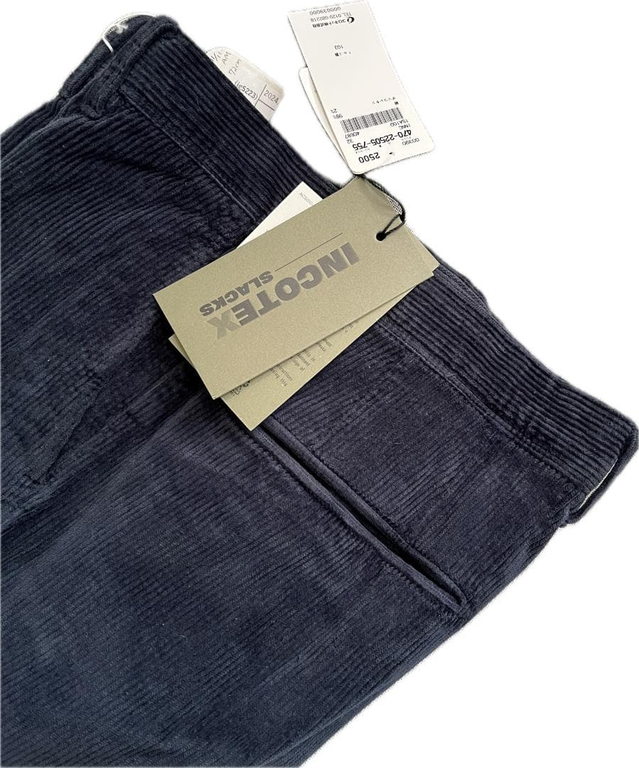 未使用 INCOTEX インコテックス パンツ コーデュロイ ネイビー
