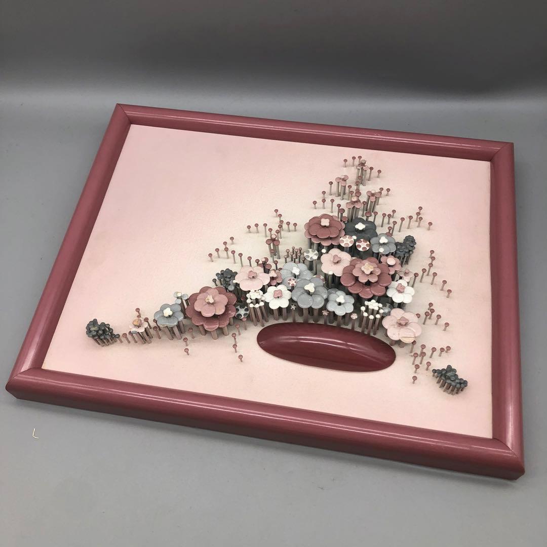 ヨーロッパアンティークお花フラワー釘アートフレーム額縁ビンテージ飾り絵画