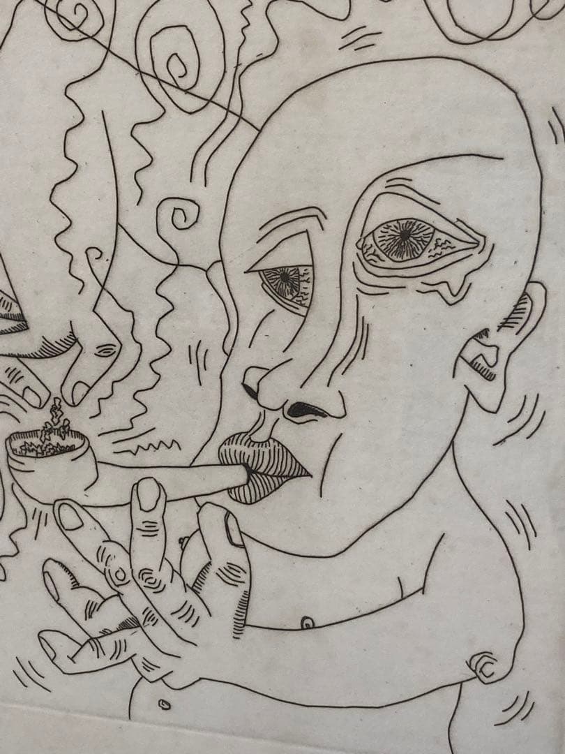 【超希少品】 キースヘリング アート 絵 絵画 レア 1点物 現状品 額縁付き