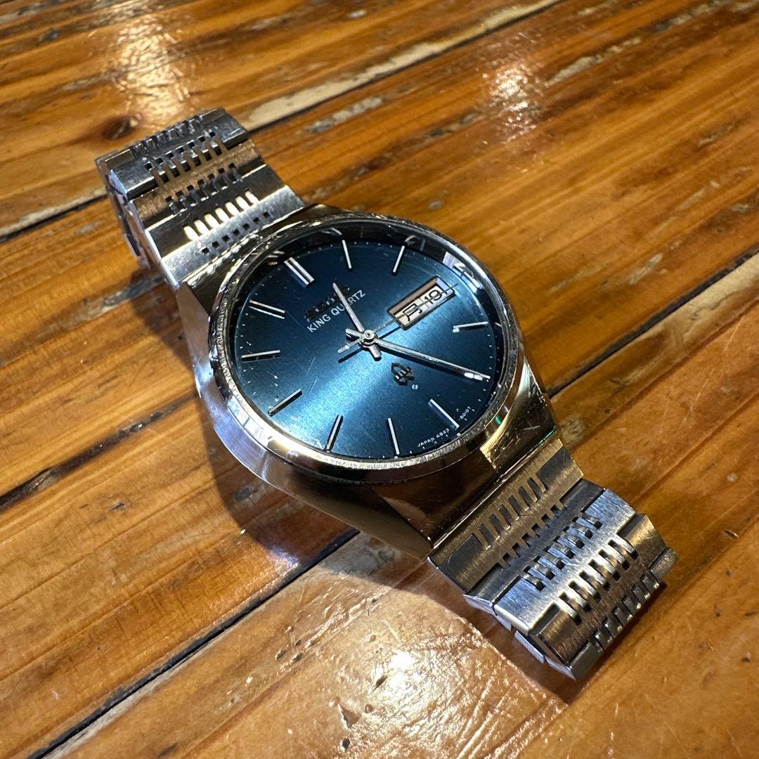SEIKO キングクォーツ　腕時計 ブルー　稼動品　4823-8010 美品